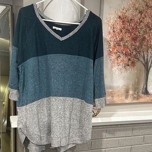 Maurices Teal and Gray V-Neck Sweater